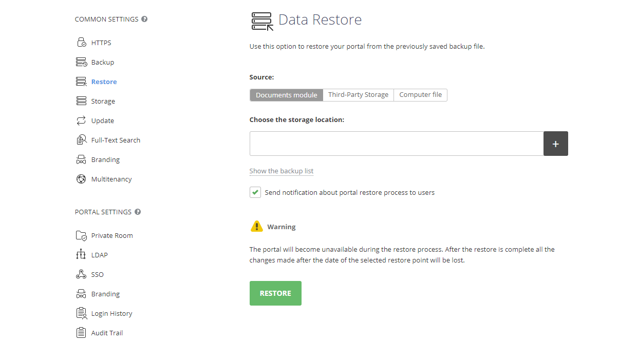 Restoring Backup