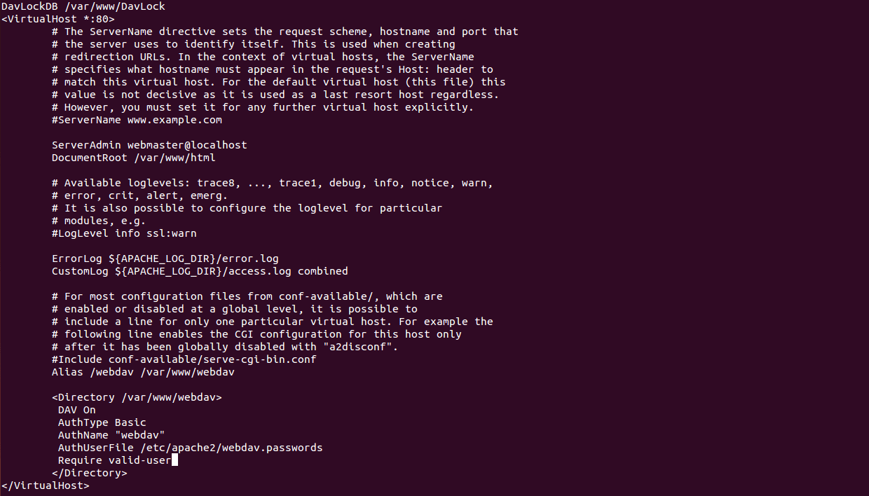 Edit the Apache configuration file