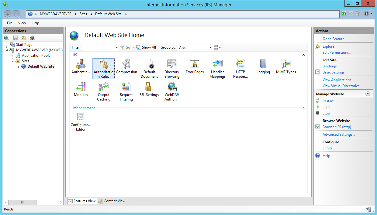 IIS Manager - Authorization Rules