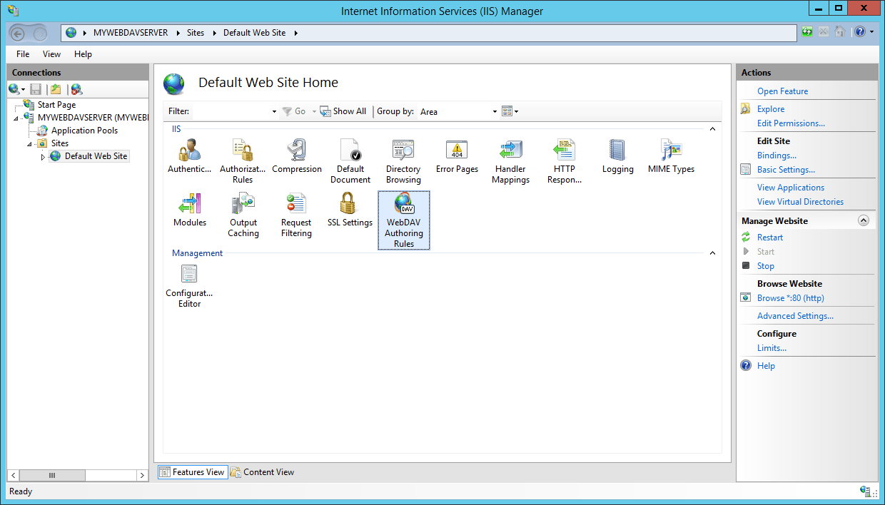 IIS Manager - WebDAV Authoring Rules