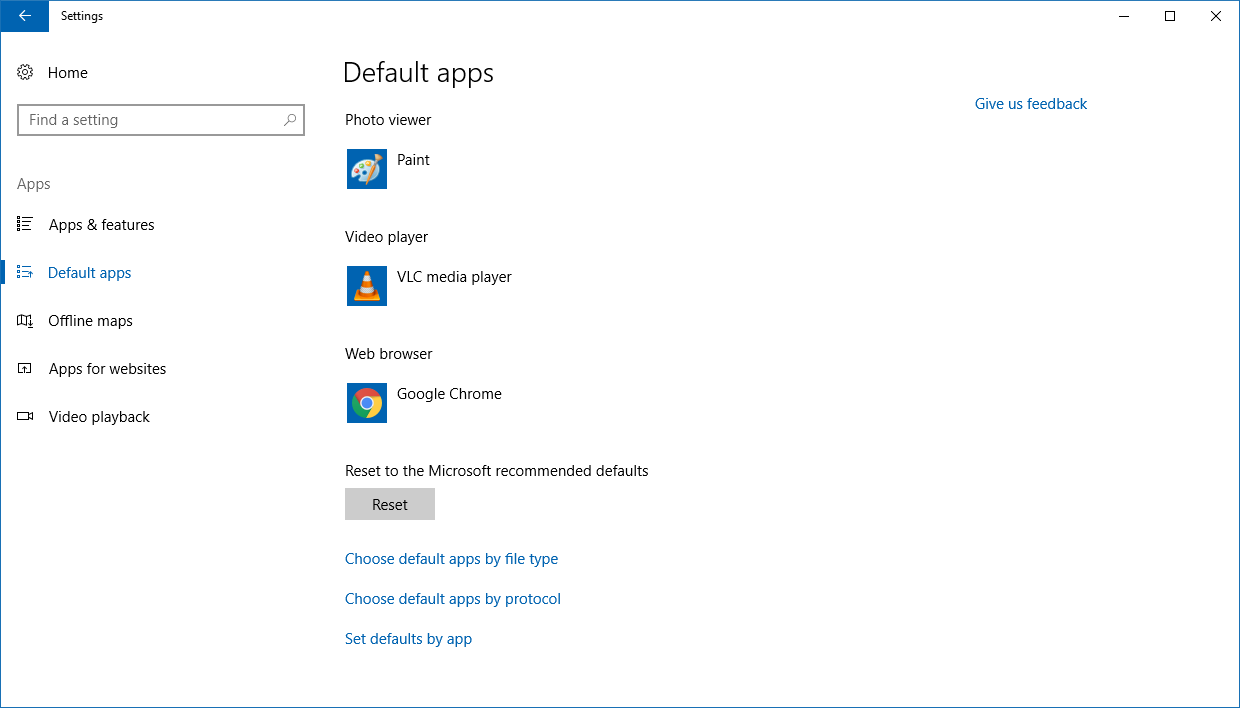 Default apps