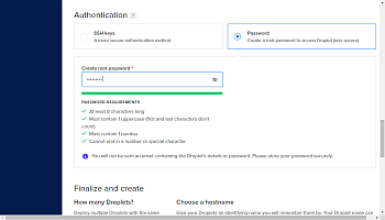 Create your droplet in DigitalOcean