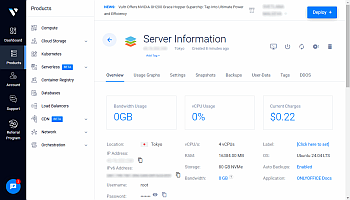 Create your instance in Vultr