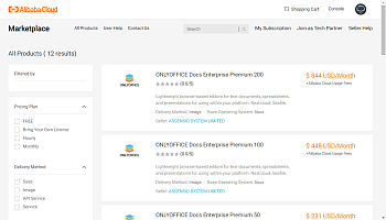 Choose the necessary ONLYOFFICE Alibaba Cloud Image