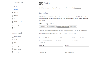 Third-Party Storages tab
