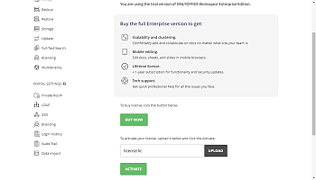 Activate ONLYOFFICE Workspace Enterprise Edition