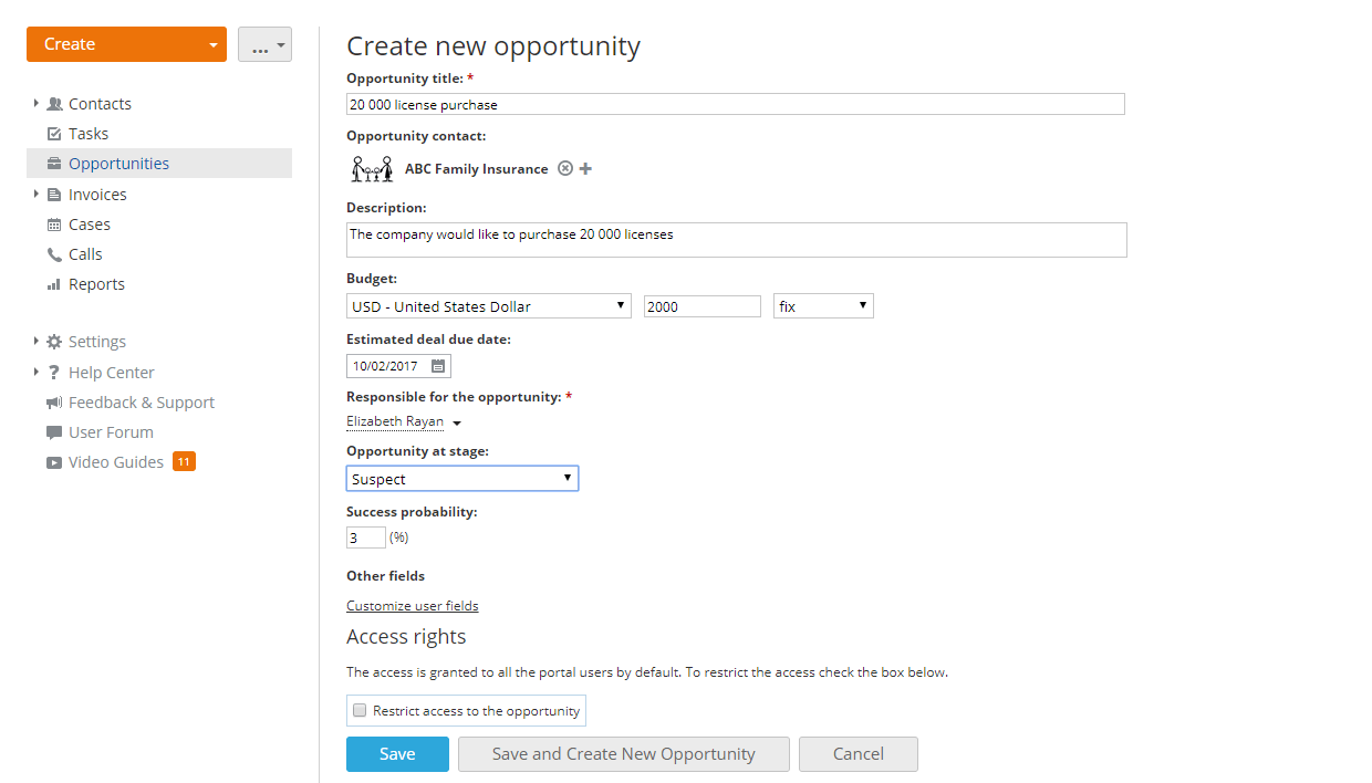 Add opportunity