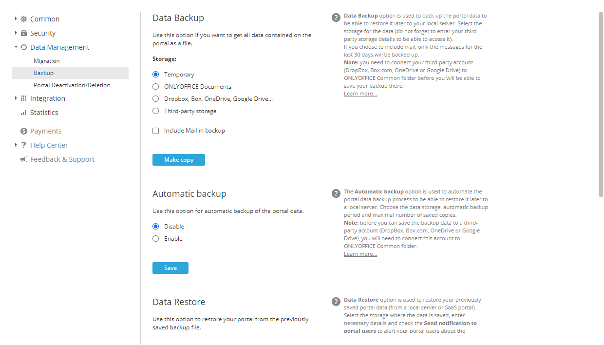 Creating Backup
