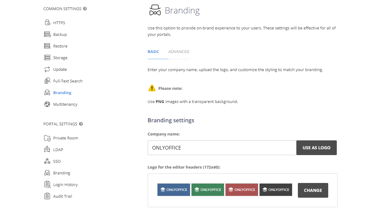 Branding page