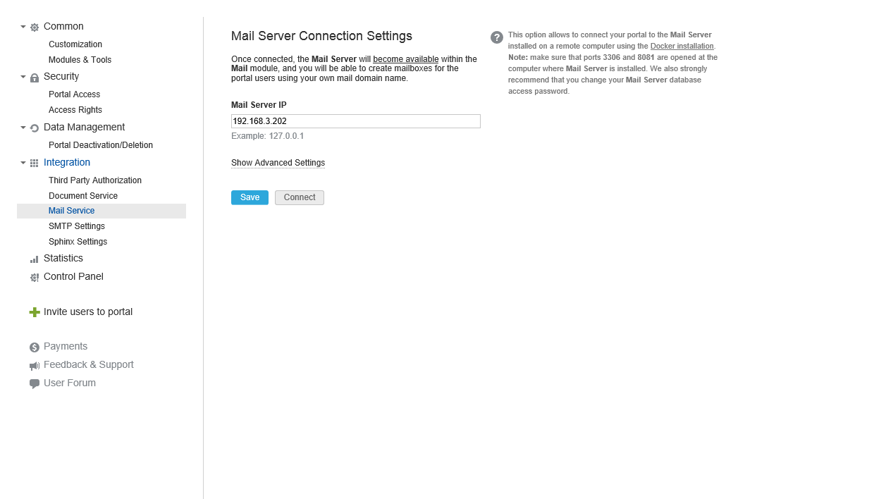 Mail Service page
