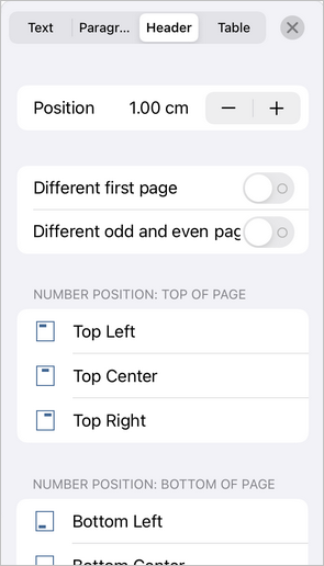 Header and footer