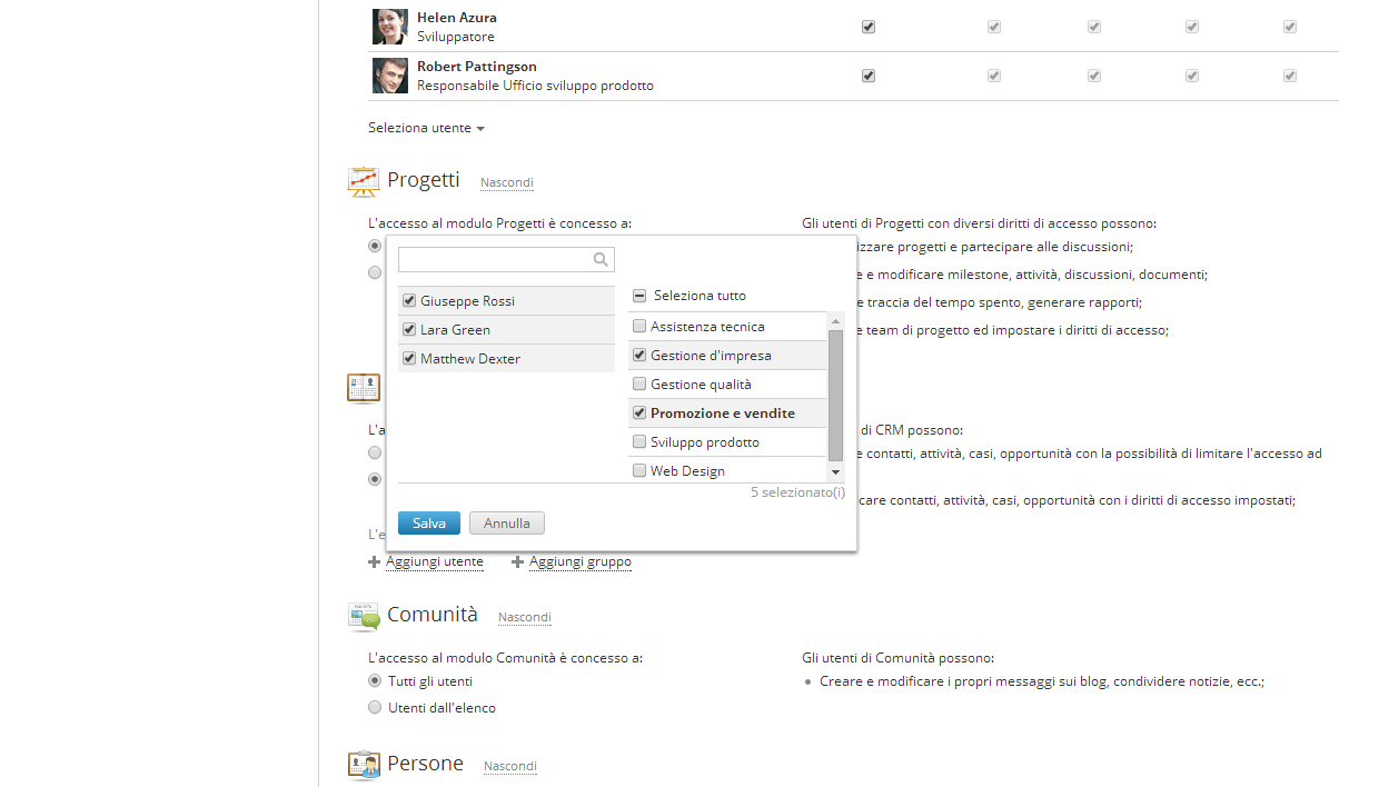 Modifica le impostazioni del modulo CRM