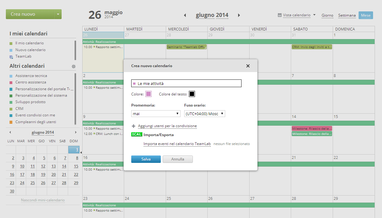 Aggiunta di un calendario