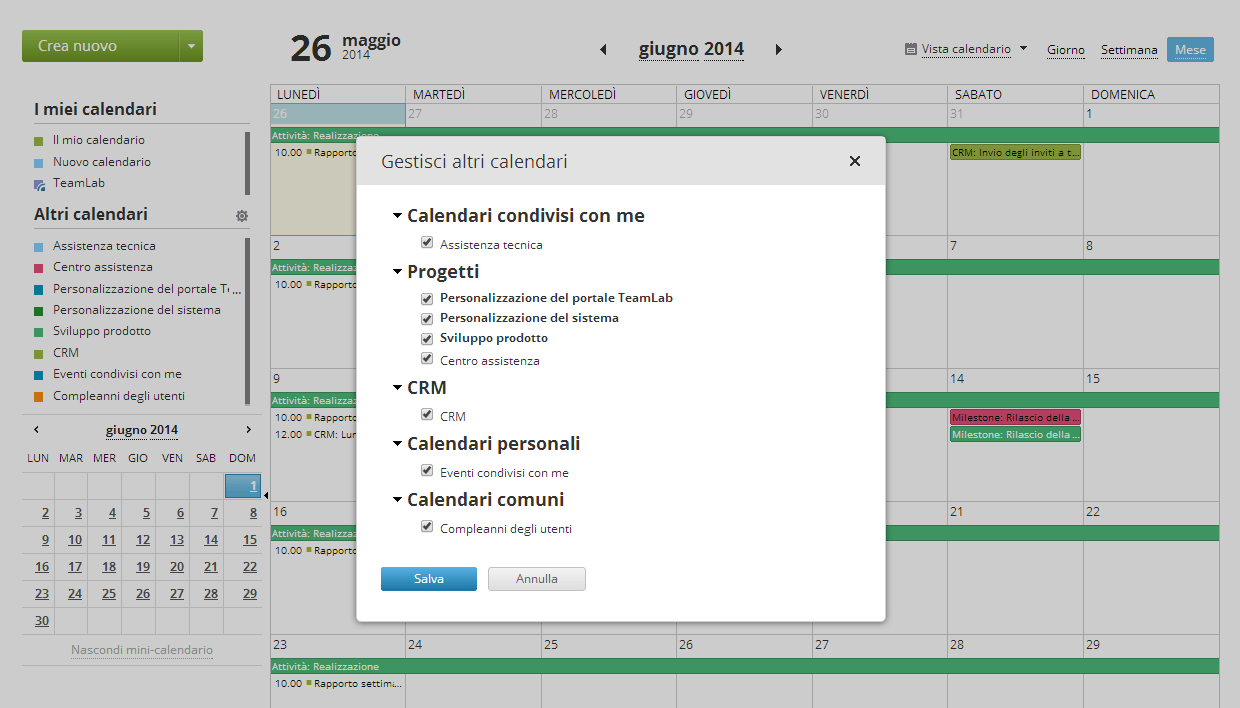 Gestione dei calendari