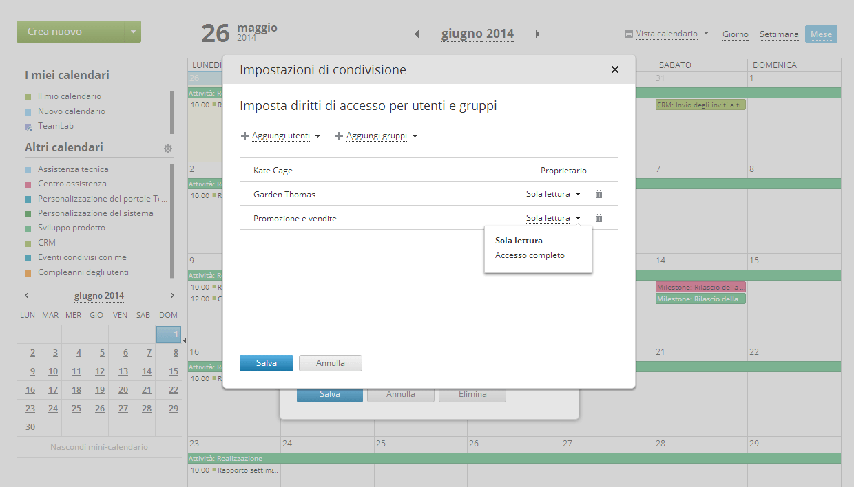 Condivisione dei calendari