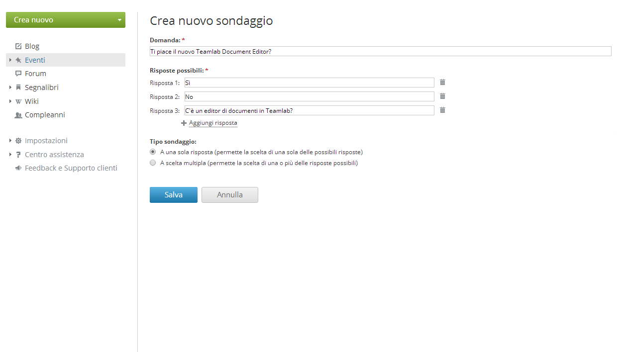 Aggiunta del sondaggio