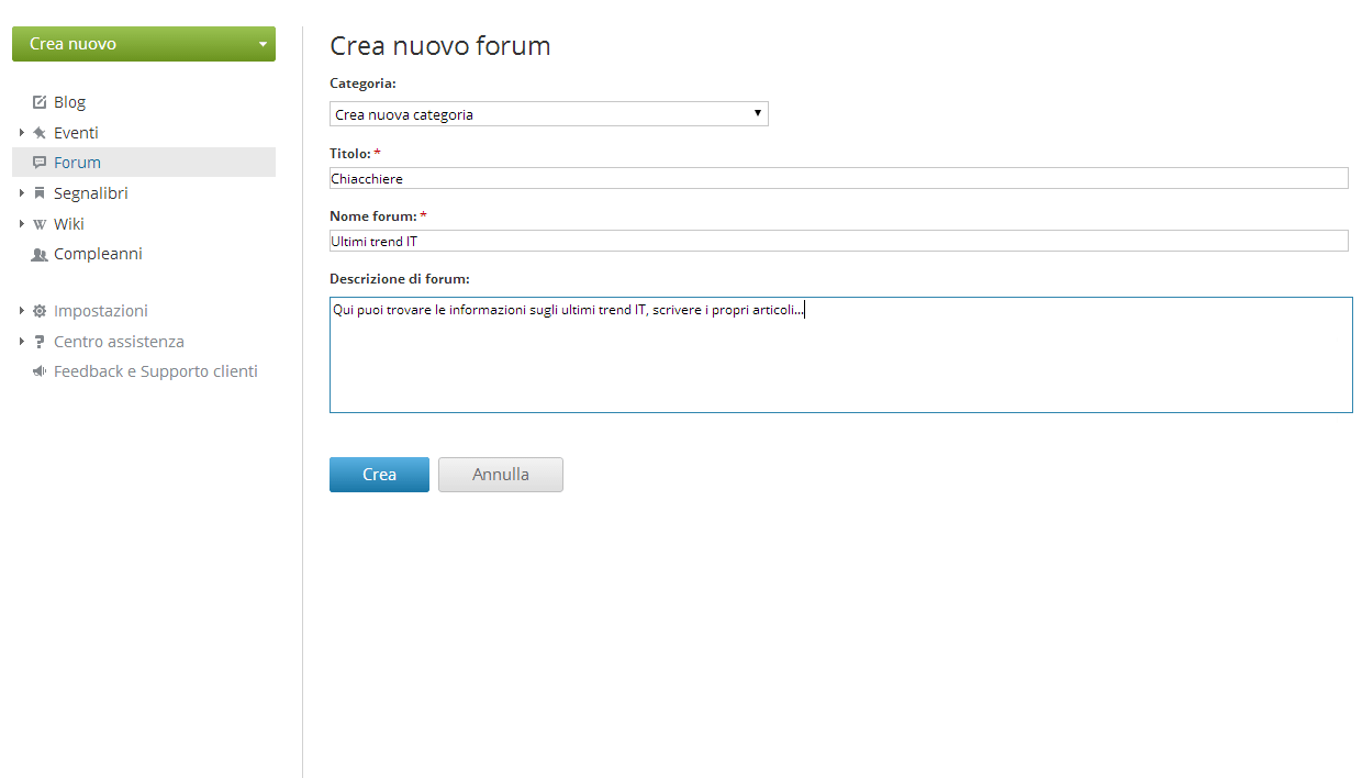 Conduzione di una discussione nel forum