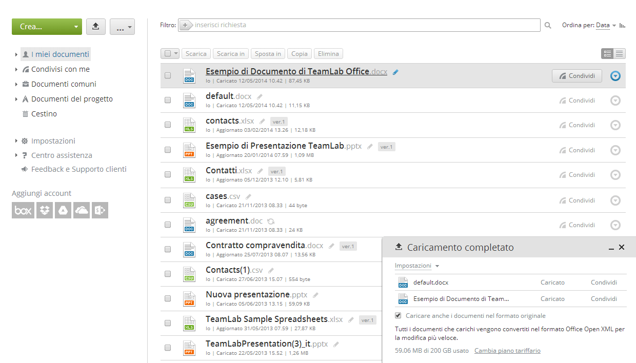 Caricamento dei file