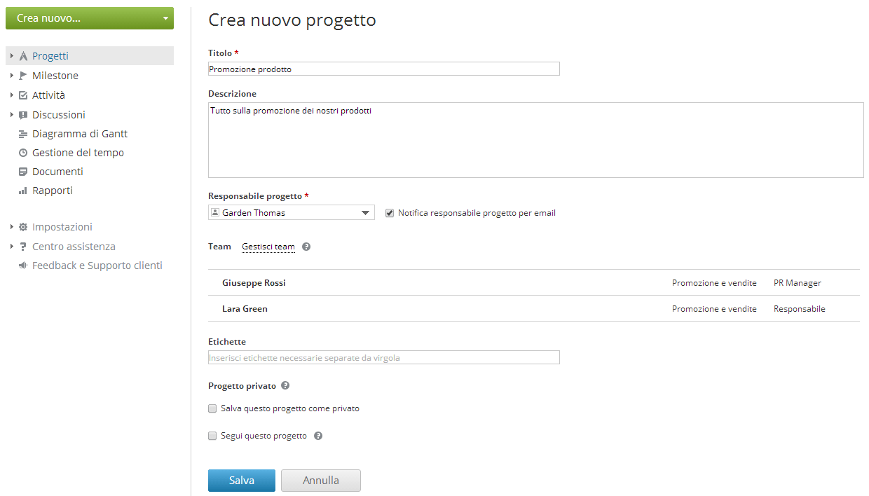 Creazione di un progetto