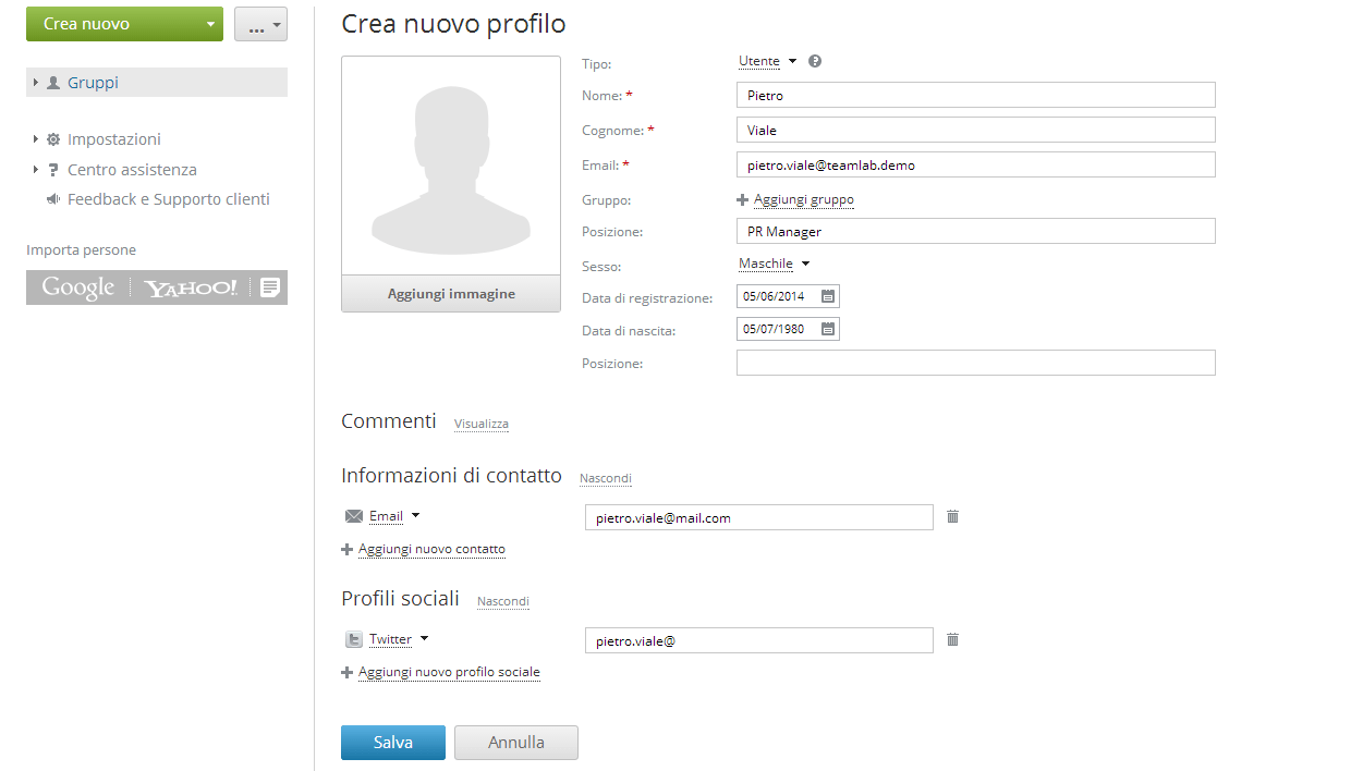 Aggiunta degli utenti/ospiti