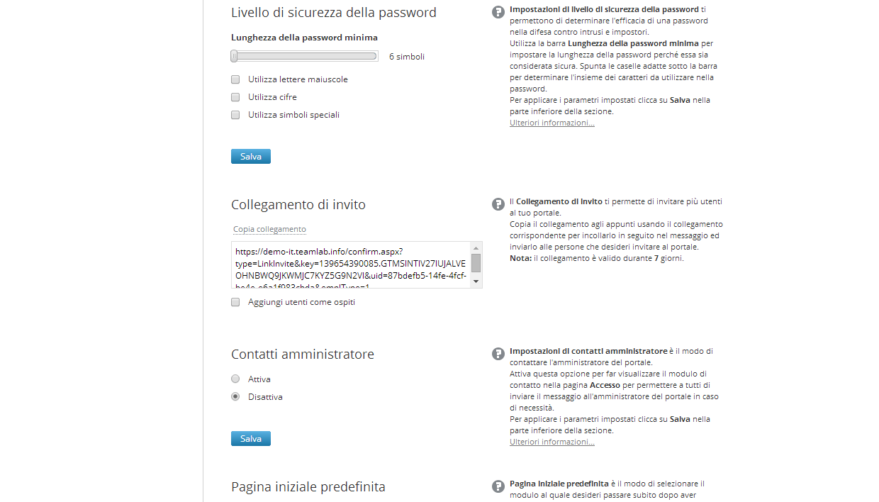 Invio del collegamento di invito