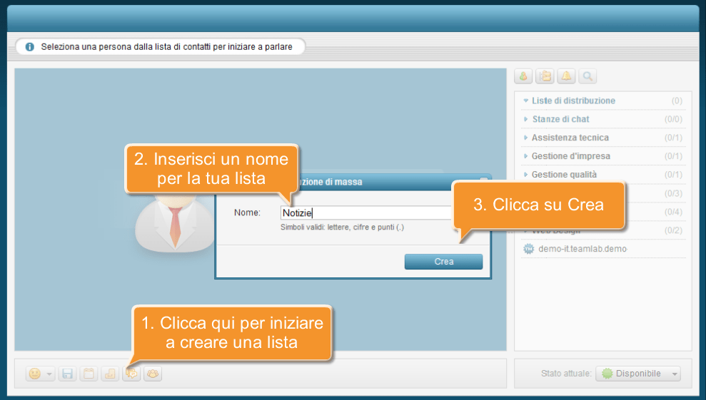 Come creare una lista di distribuzione? Passo 2