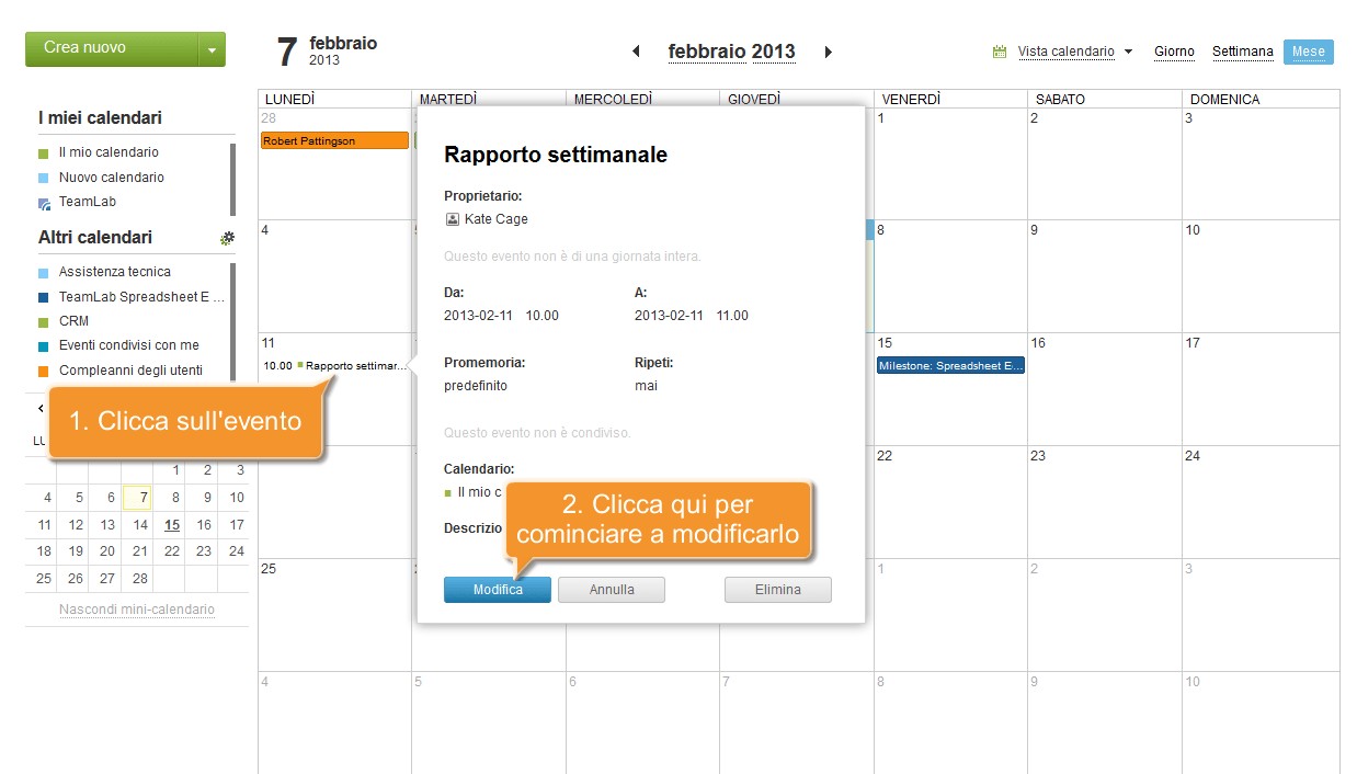 Come ripetere un evento? Passo 2