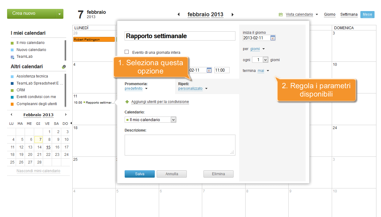 How to add a recurring event? Step 3