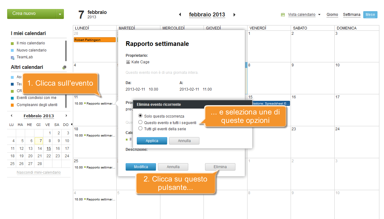Come ripetere un evento? Passo 4