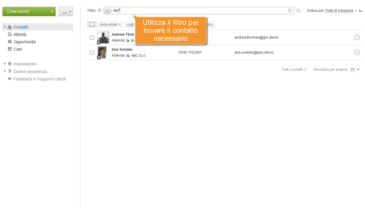 Come aggiornare i tuoi contatti? Passo 2