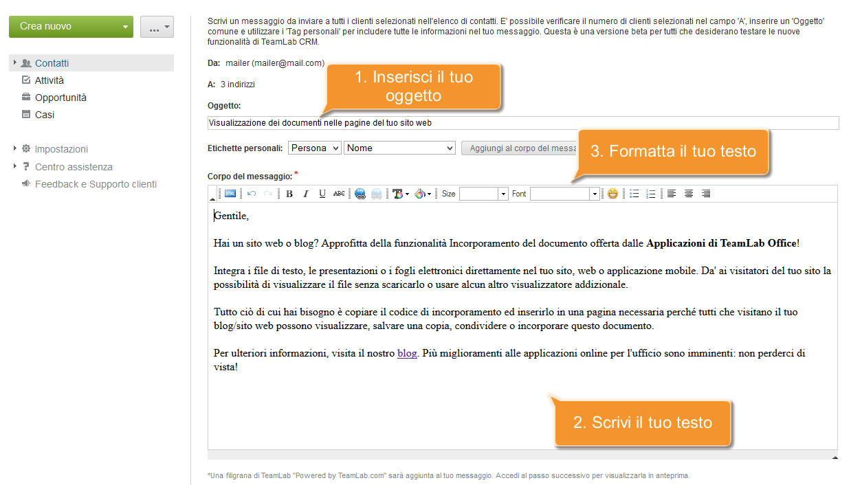 Come inviare email massive? Passo 4
