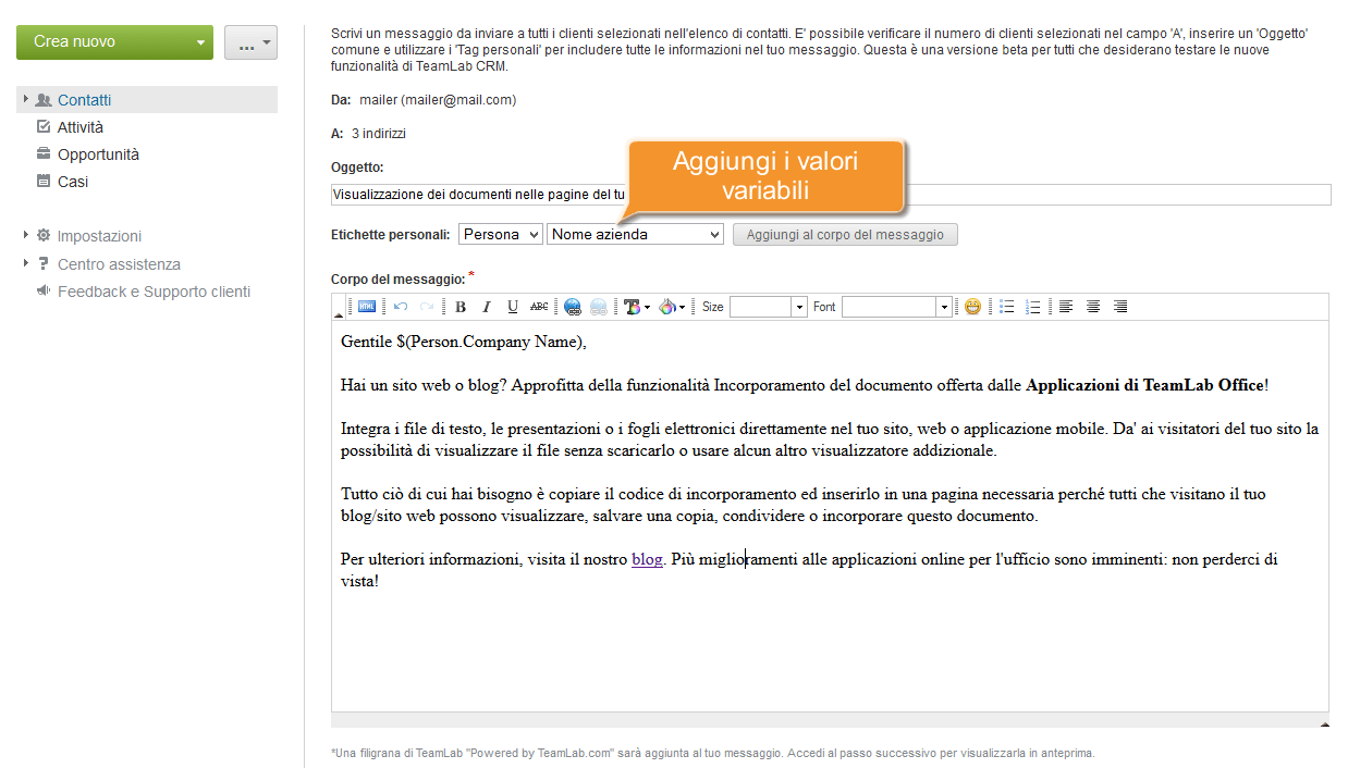 Come inviare email massive? Passo 4