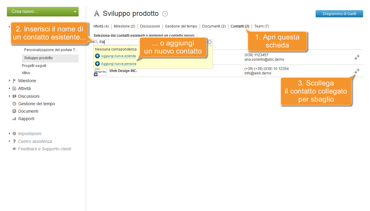 Come collegare il tuo progetto ad un contatto CRM? Passo 3