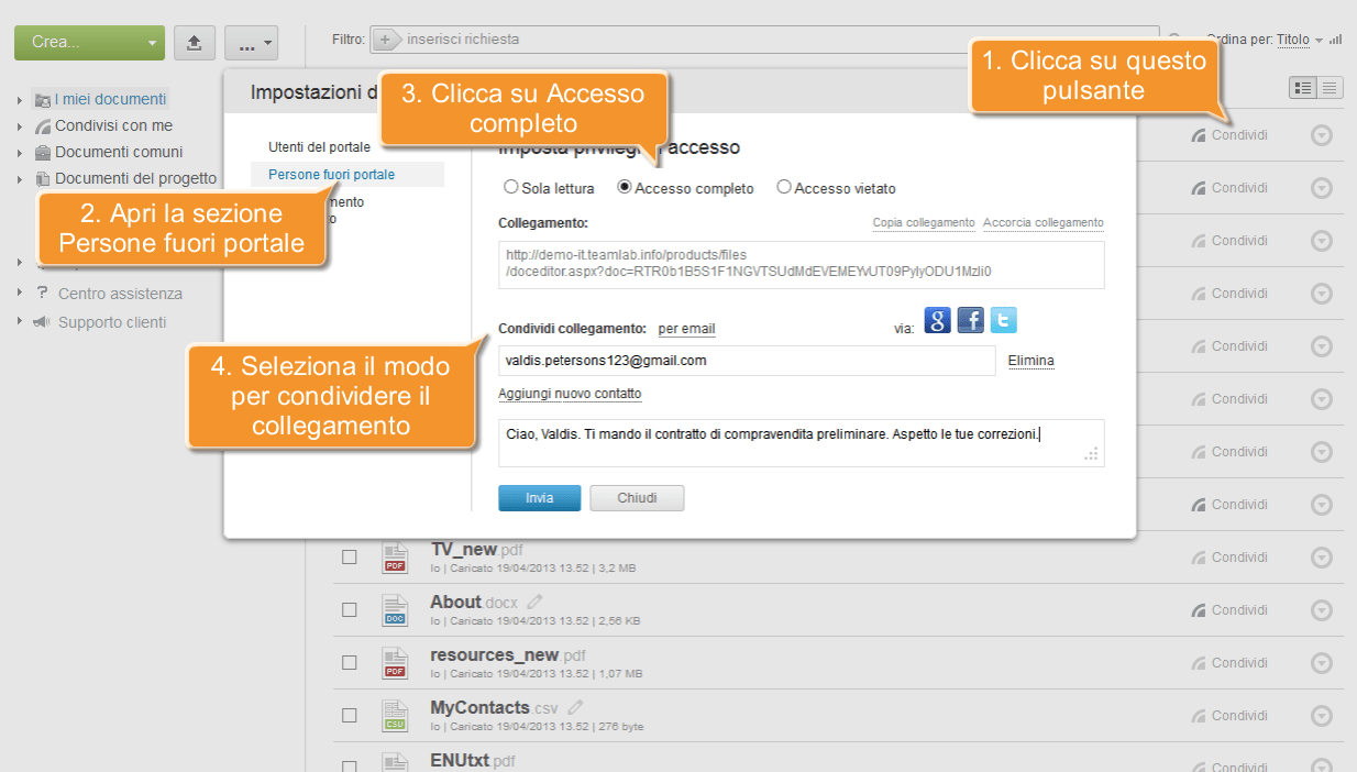 Come modificare il documento collaborativamente online? Passo 3
