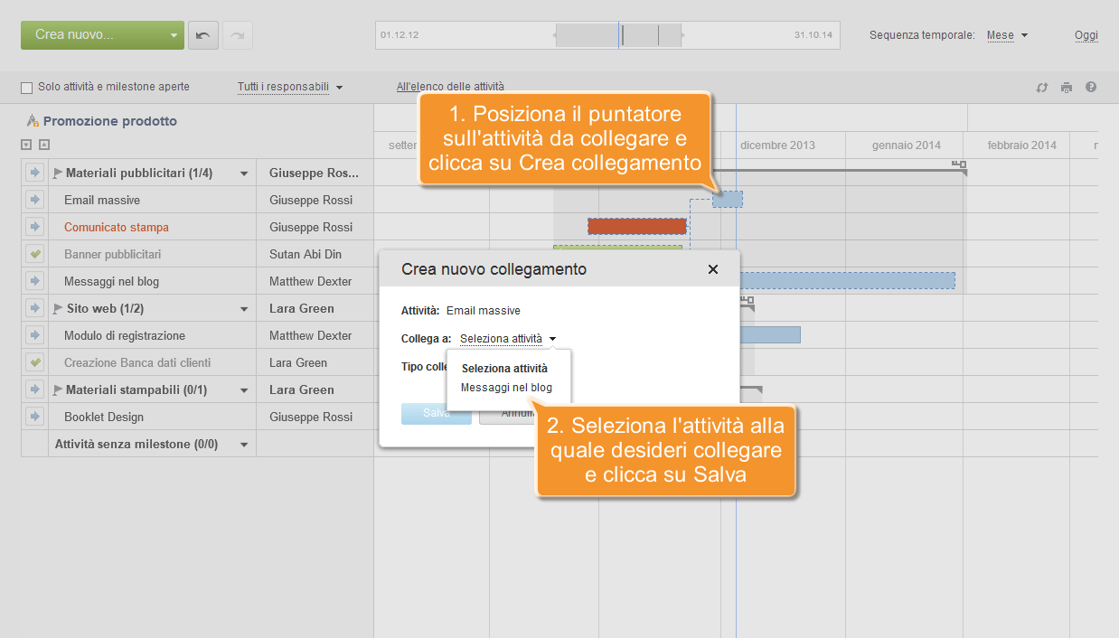 Come gestire il tuo progetto usando il diagramma di Gantt? Passo 6