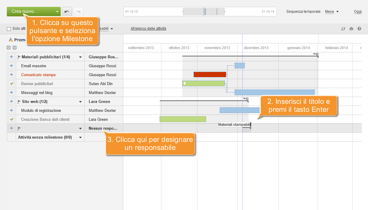Come gestire il tuo progetto usando il diagramma di Gantt? Passo 4