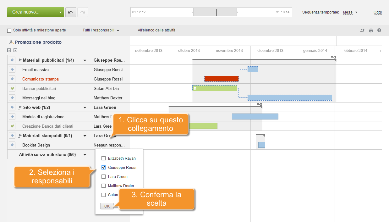 Come gestire il tuo progetto usando il diagramma di Gantt? Passo 5