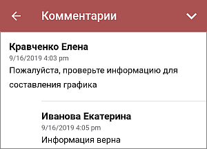 Панель Комментарии