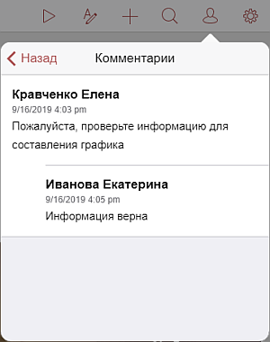 Панель Комментарии