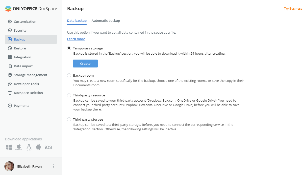 Creating Backup