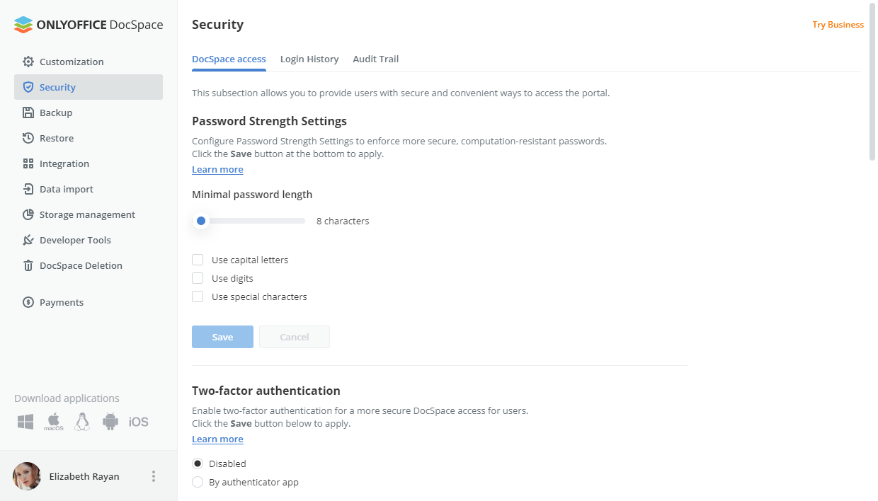 Changing DocSpace Access Settings